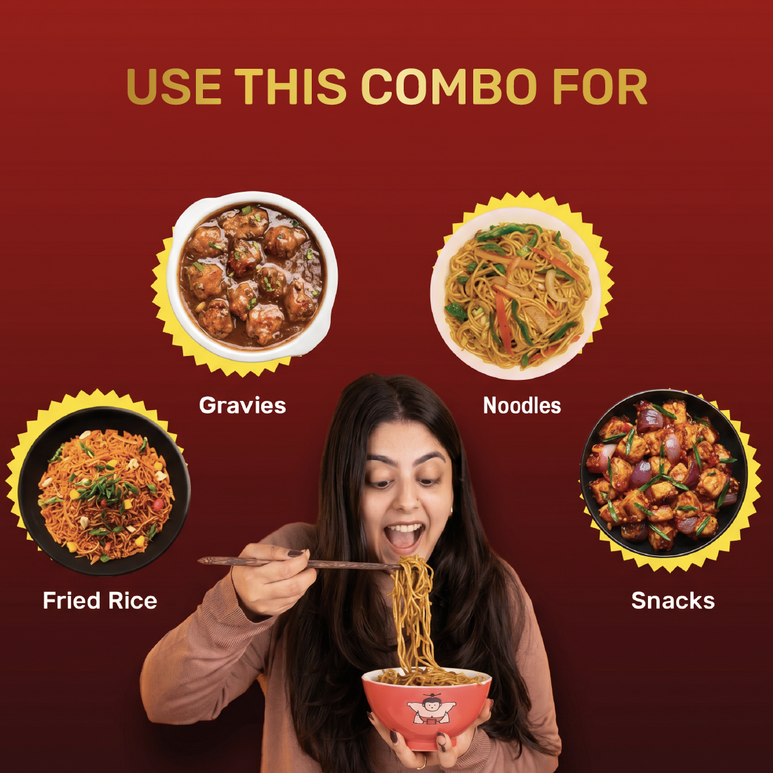 Sizzling Hakka Wok Kit(1 Chinese Box, 1 Hakka Noodles, 1 Chilli Oil)