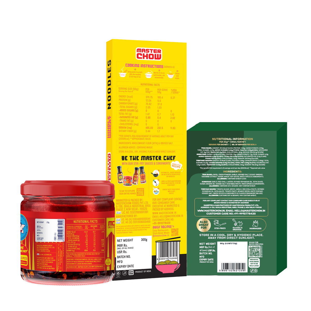 Fiery Whole Wheat Wok Kit
(1 Chinese Box, 1 Whole Wheat Noodles, 1 Chilli Oil)