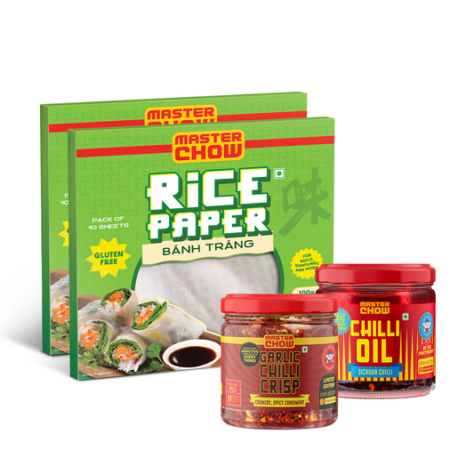 Rice Paper Roll Starter Kit (2 Rice Paper,  1 Chilli Oil, 1 Chilli Garlic Crisp)