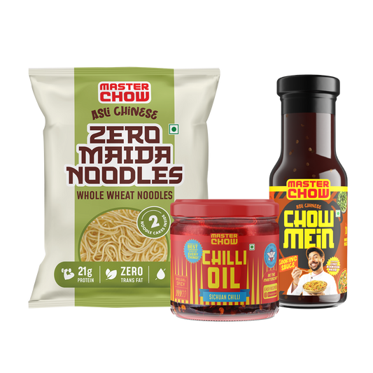 Healthy Chowmein Combo (Zero Maida Noodles + Chowmein Sauce + Chilli Oi)