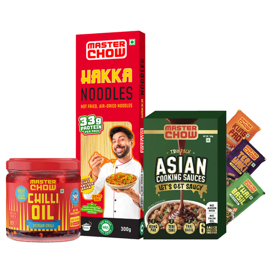 Sizzling Hakka Wok Kit
(1 Chinese Box, 1 Hakka Noodles, 1 Chilli Oil)