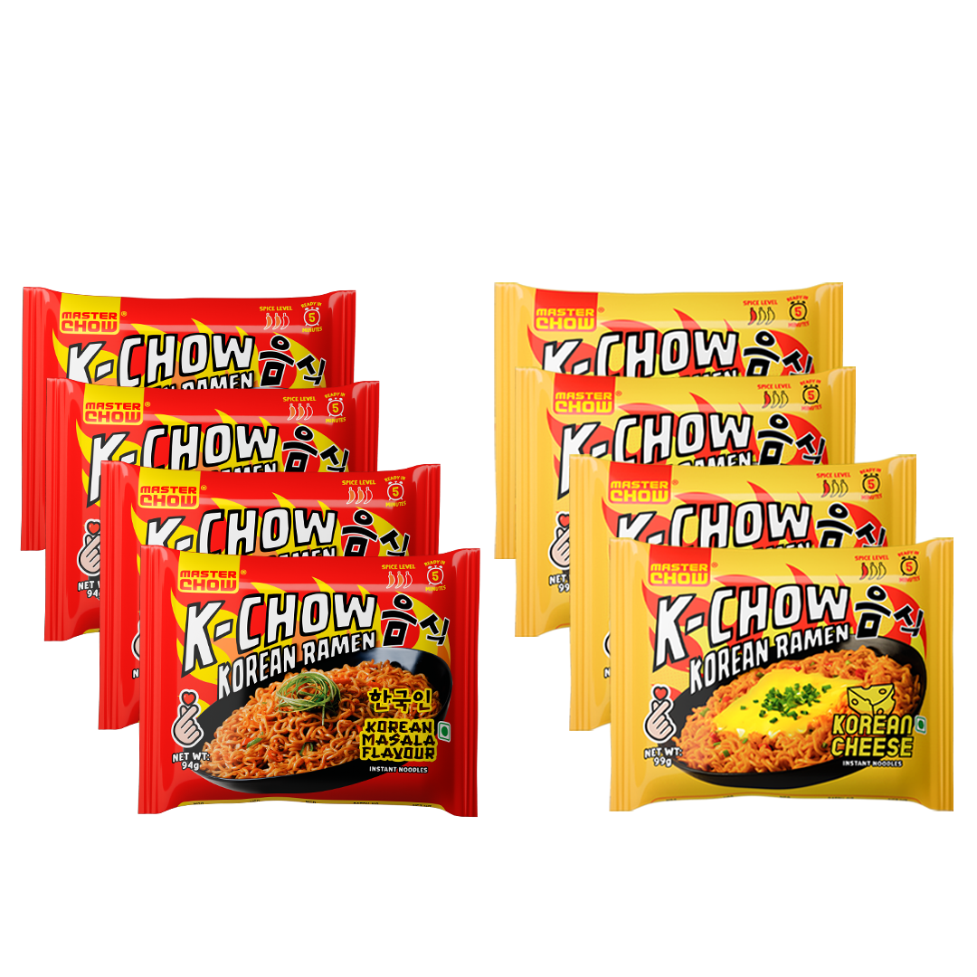 Korean Fusion Ramen Pack (8 Pack) 4 Korean Masala 4 Cheese Flavour