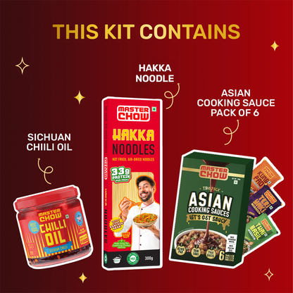 Sizzling Hakka Wok Kit
(1 Chinese Box, 1 Hakka Noodles, 1 Chilli Oil)