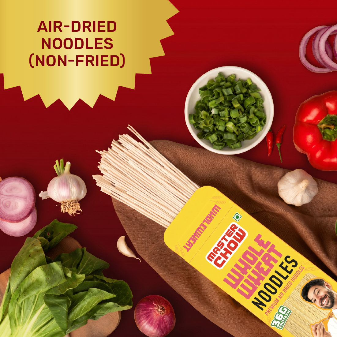 Fiery Whole Wheat Wok Kit(1 Chinese Box, 1 Whole Wheat Noodles, 1 Chilli Oil)