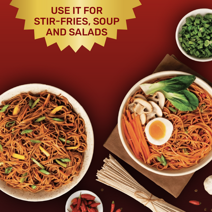 Fiery Whole Wheat Wok Kit(1 Chinese Box, 1 Whole Wheat Noodles, 1 Chilli Oil)