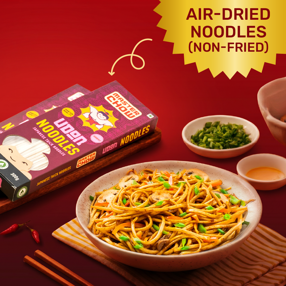 Fiery Udon Wok Kit(1 Asian Box, 1 Udon Noodles, 1 Chilli Oil)
